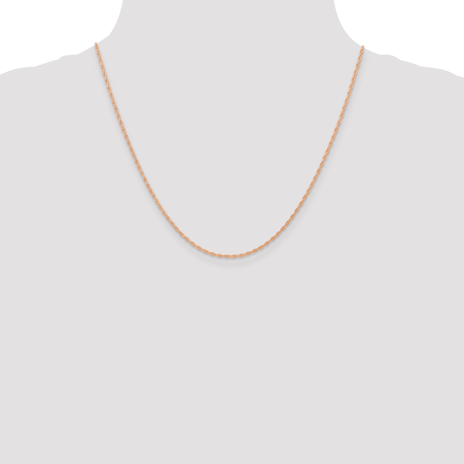 14K Rose Gold 20 Inch Carded 1.15mm Cable Rope With Spring Ring Clasp Chain Necklace