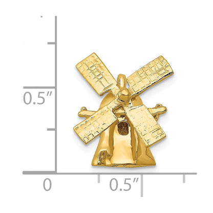 14k Yellow Gold 14K  3D Windmill Charm