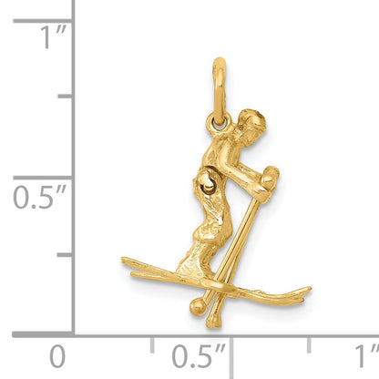 14k Yellow Gold 14K 3D Moveable Snow Skier Charm