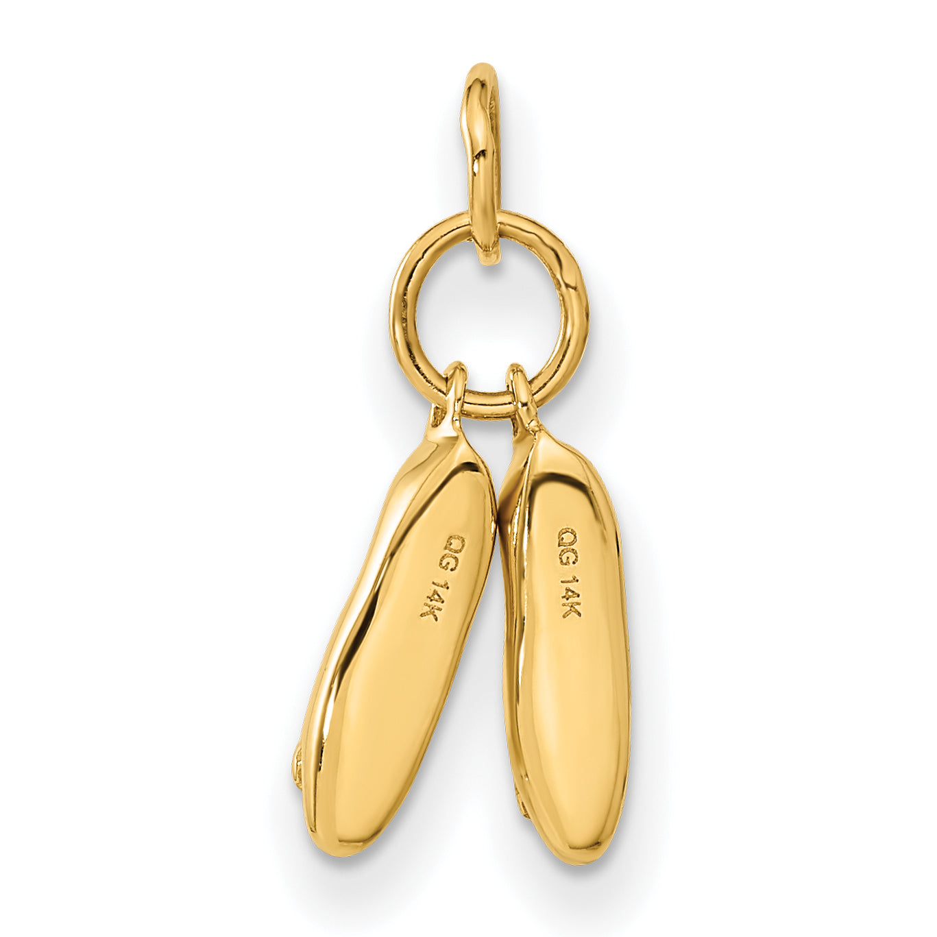 14K Yellow Gold 3D Ballet Slippers Charm
