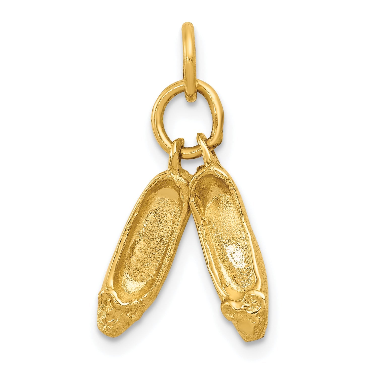 14K Yellow Gold 3D Ballet Slippers Charm