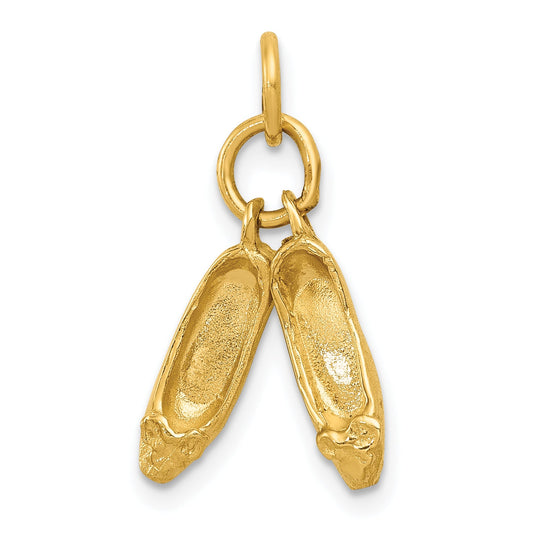 14K Yellow Gold 3D Ballet Slippers Charm