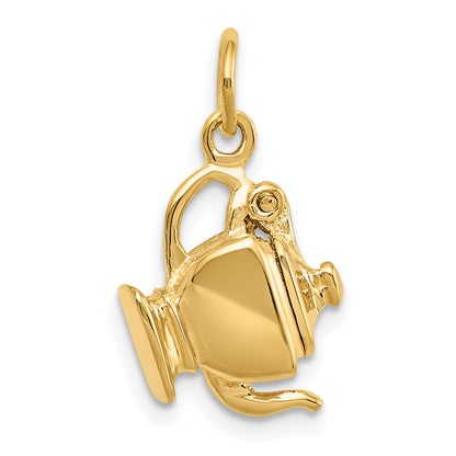 14k Yellow Gold 14k 3-D Tea Pot Lid Opens Charm