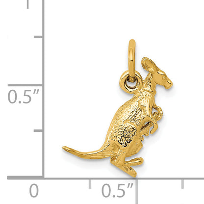14k Yellow Gold 14k 3D Kangaroo with Joey Charm