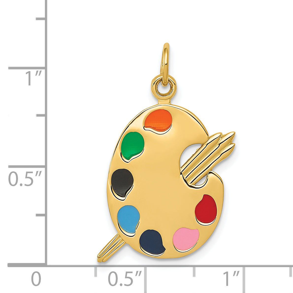 14k Yellow Gold 14k Enameled Artist Palette Charm