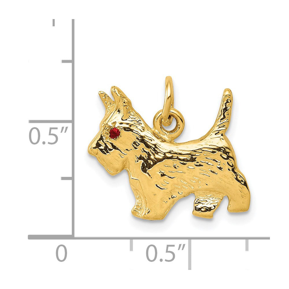 14k Yellow Gold 14k Ruby Eye Scottie Dog Charm