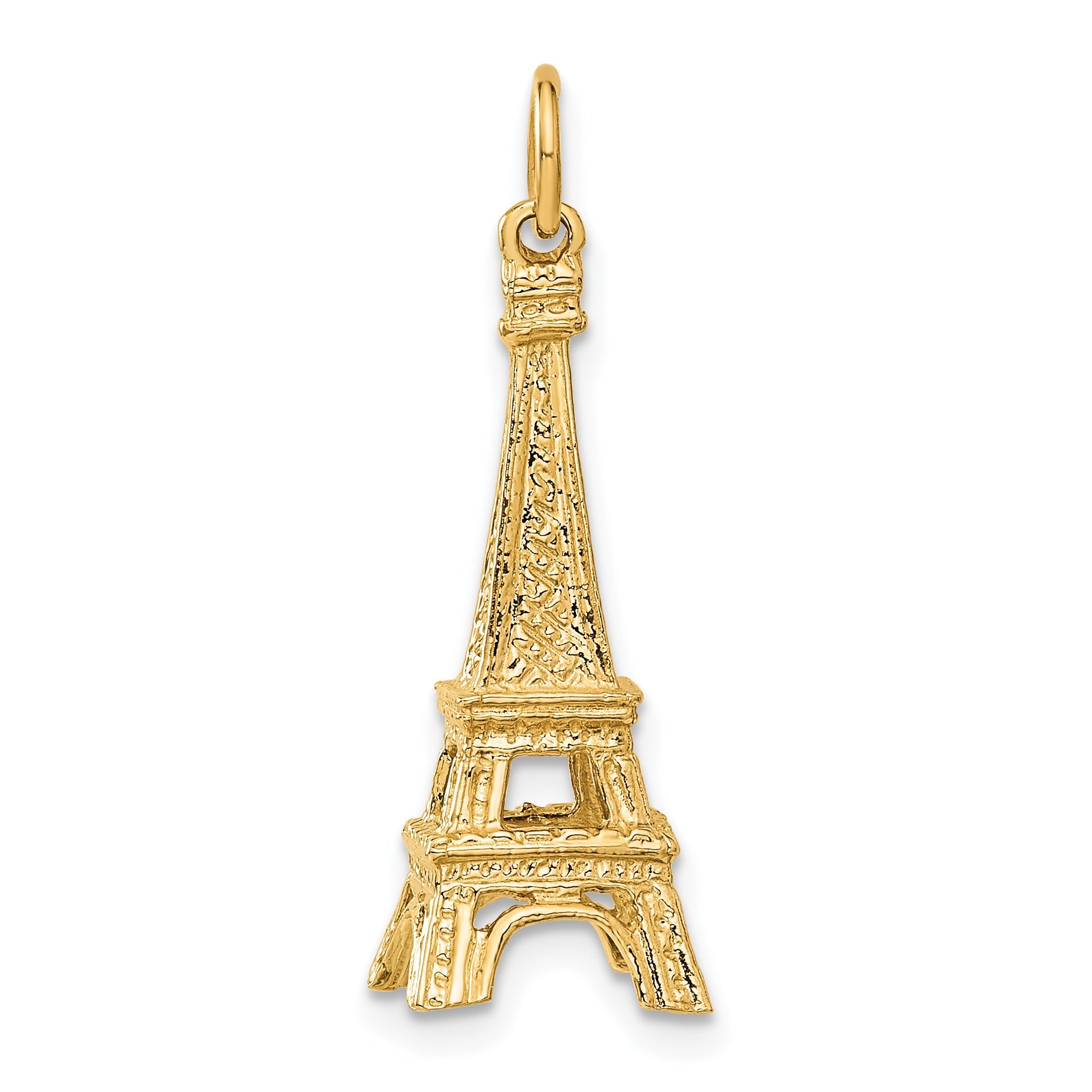 14k Yellow Gold 14KY  3D Eiffel Tower Charm