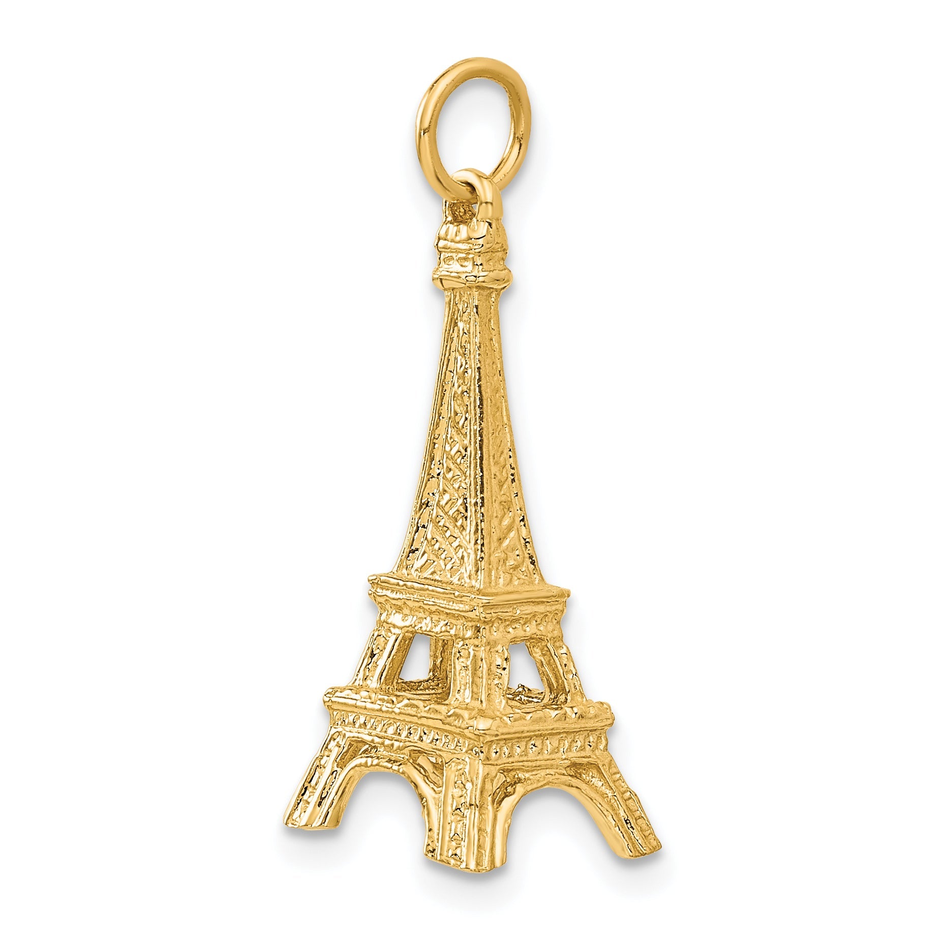 14k Yellow Gold 14KY  3D Eiffel Tower Charm