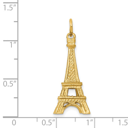 14k Yellow Gold 14KY  3D Eiffel Tower Charm