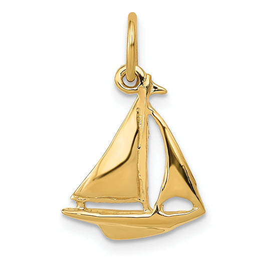 14k Yellow Gold 14K  3D Sailboat Charm