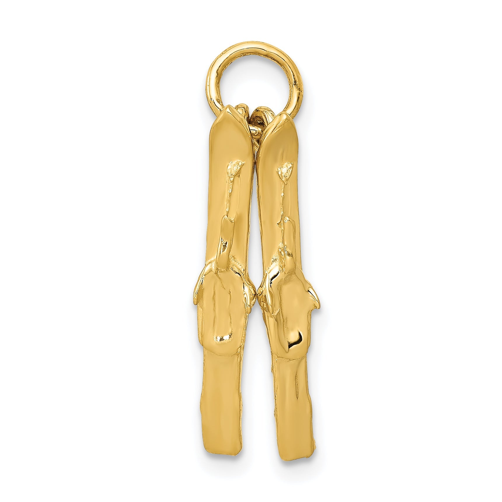 14k Yellow Gold 14K 3D Pair Of Skis Charm
