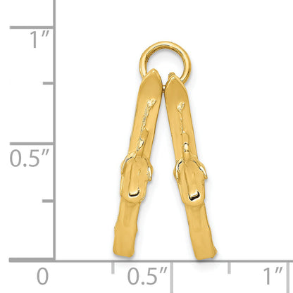 14k Yellow Gold 14K 3D Pair Of Skis Charm