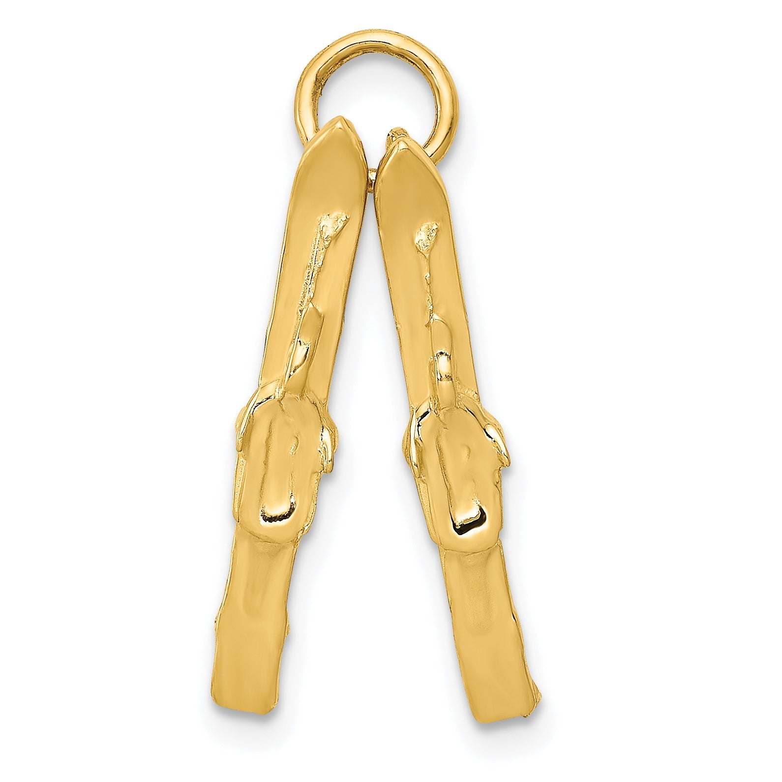 14k Yellow Gold 14K 3D Pair Of Skis Charm