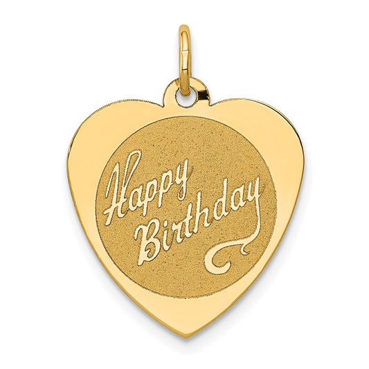 14k Yellow Gold 14k HAPPY BIRTHDAY Heart Disc Charm