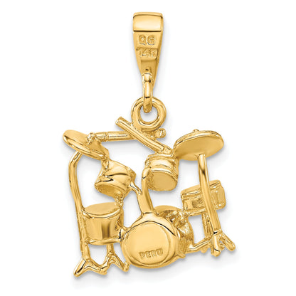 14k Yellow Gold 14K 3D Drum Set Charm