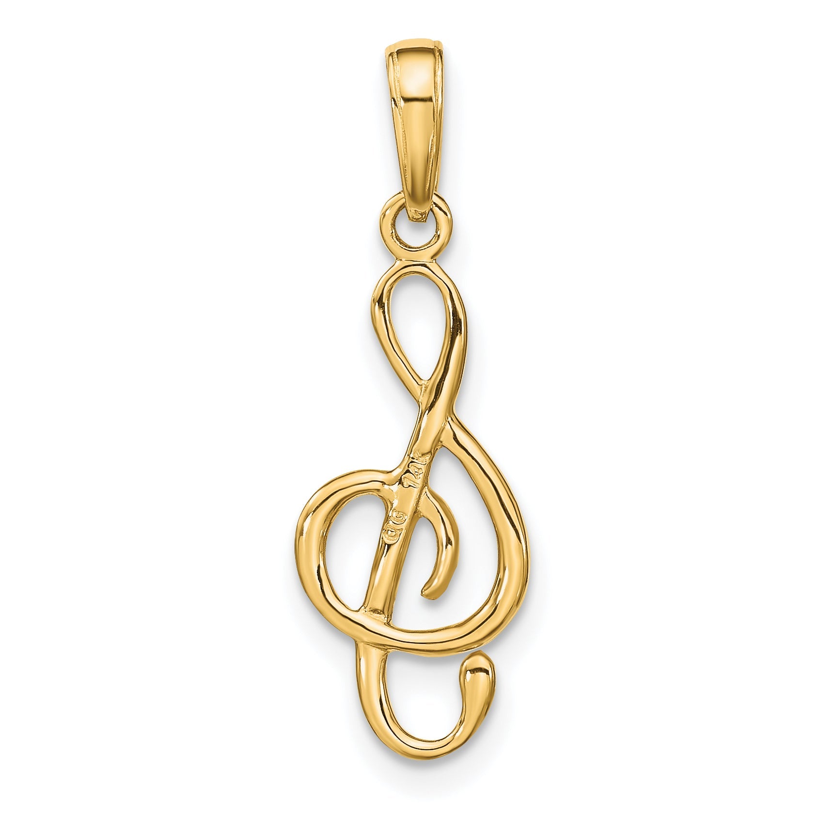 14k Yellow Gold 14K 3-D Clef Treble Clef Pendant