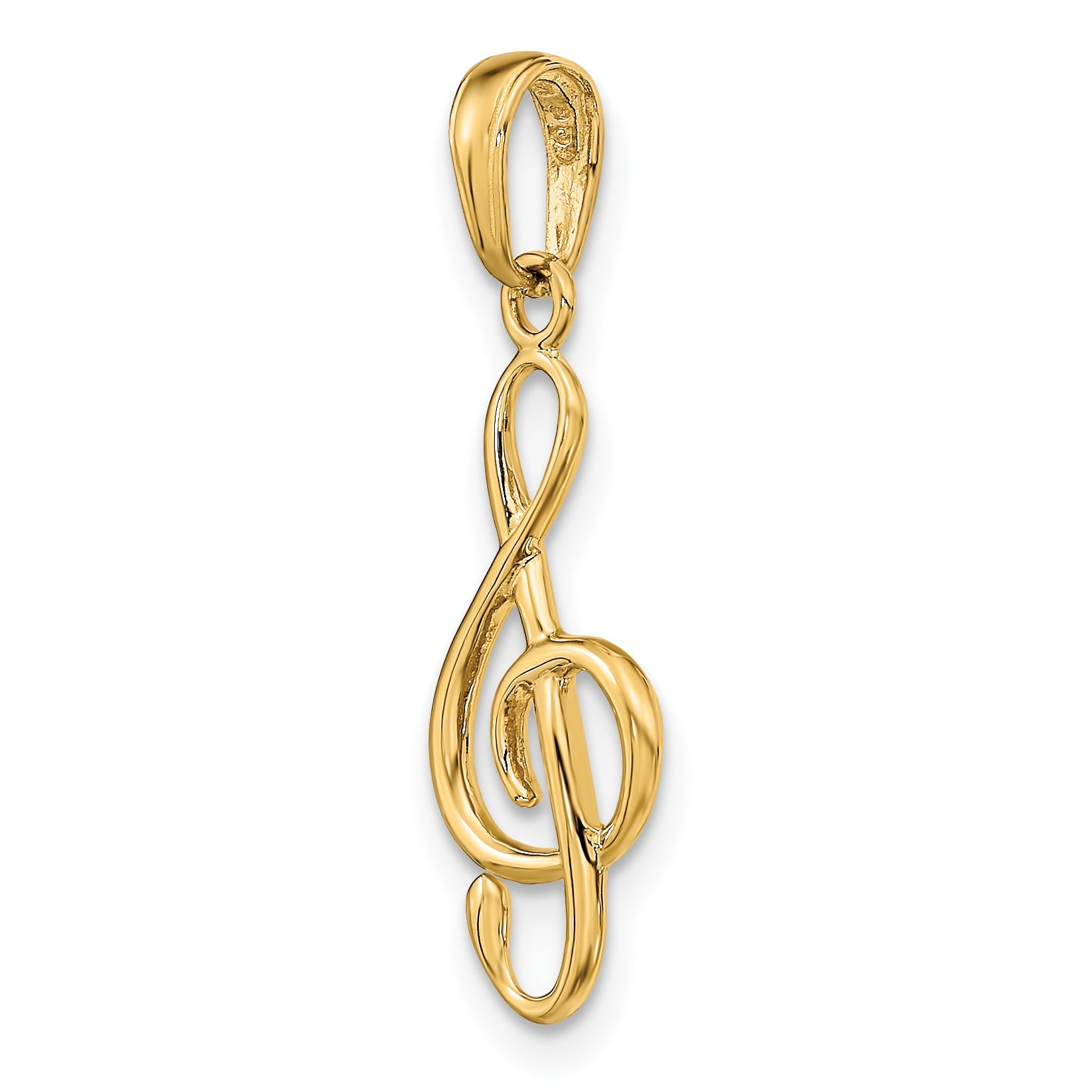 14k Yellow Gold 14K 3-D Clef Treble Clef Pendant