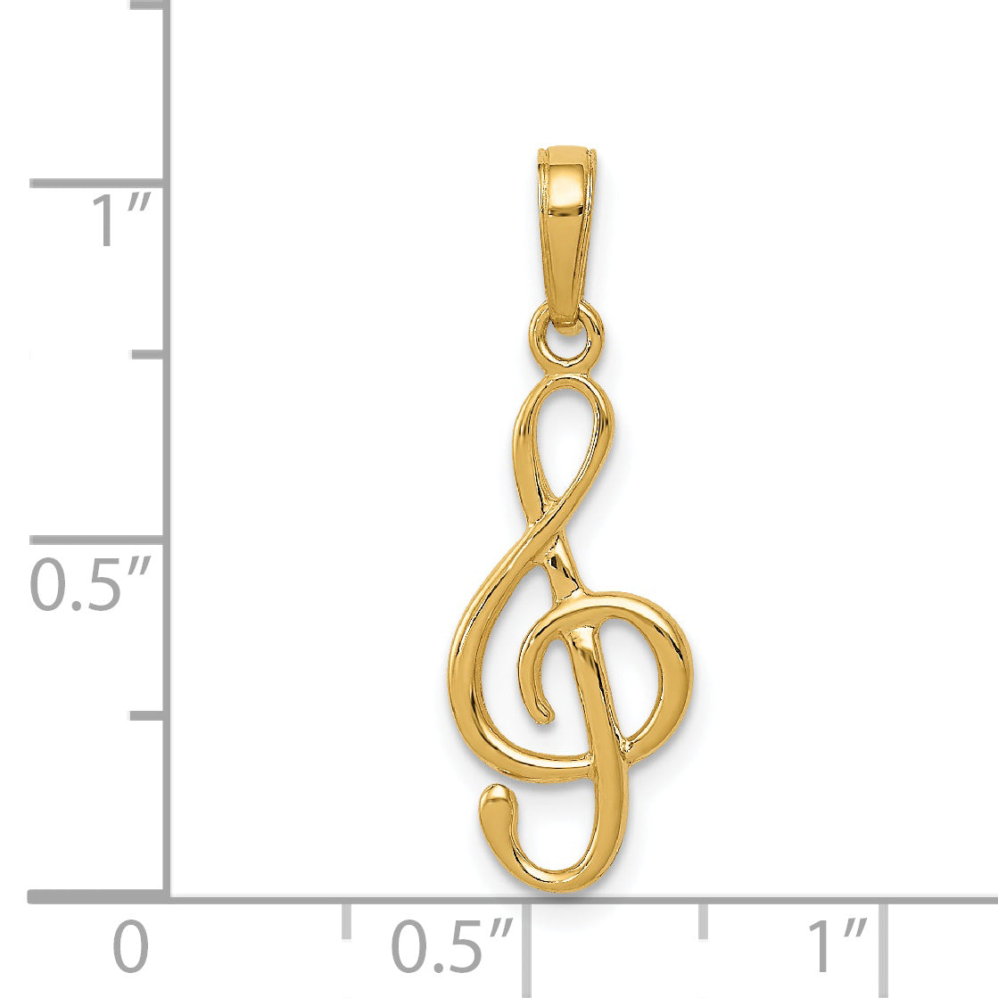 14k Yellow Gold 14K 3-D Clef Treble Clef Pendant