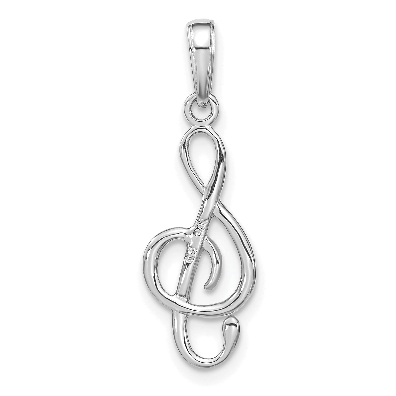 14k White Gold 14K White Gold 3-D Treble Clef Pendant