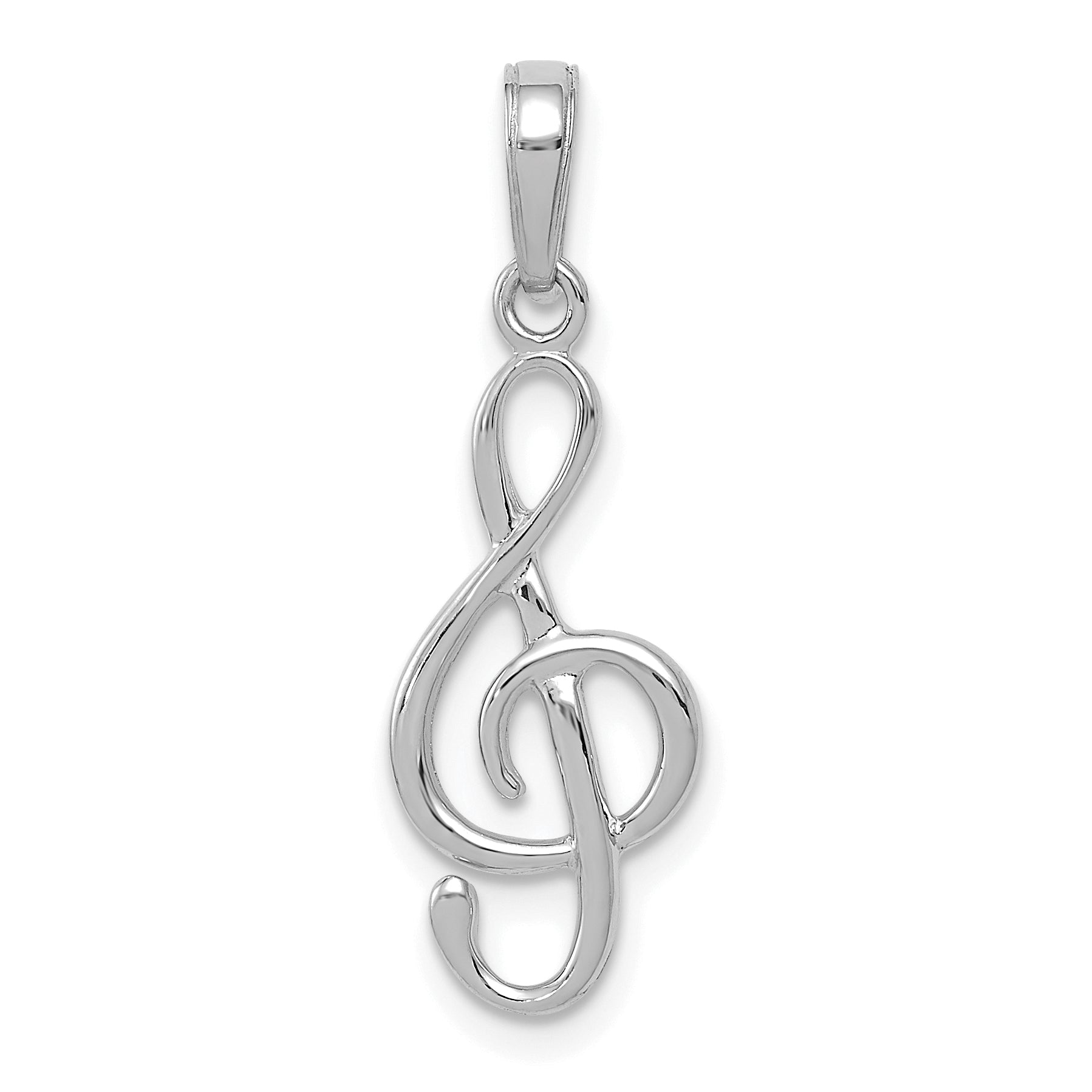 14k White Gold 14K White Gold 3-D Treble Clef Pendant