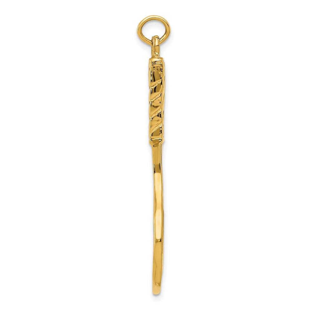 14K Yellow Gold 3D Tennis Racquet Pendant