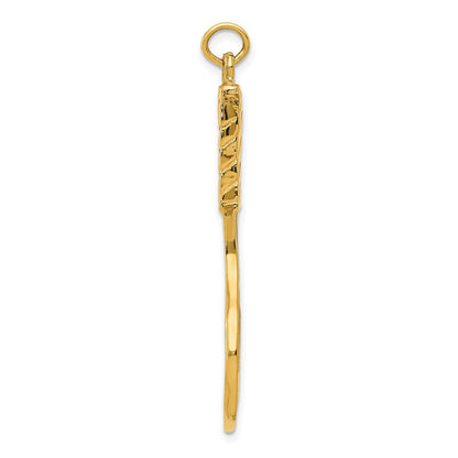 14K Yellow Gold 3D Tennis Racquet Pendant