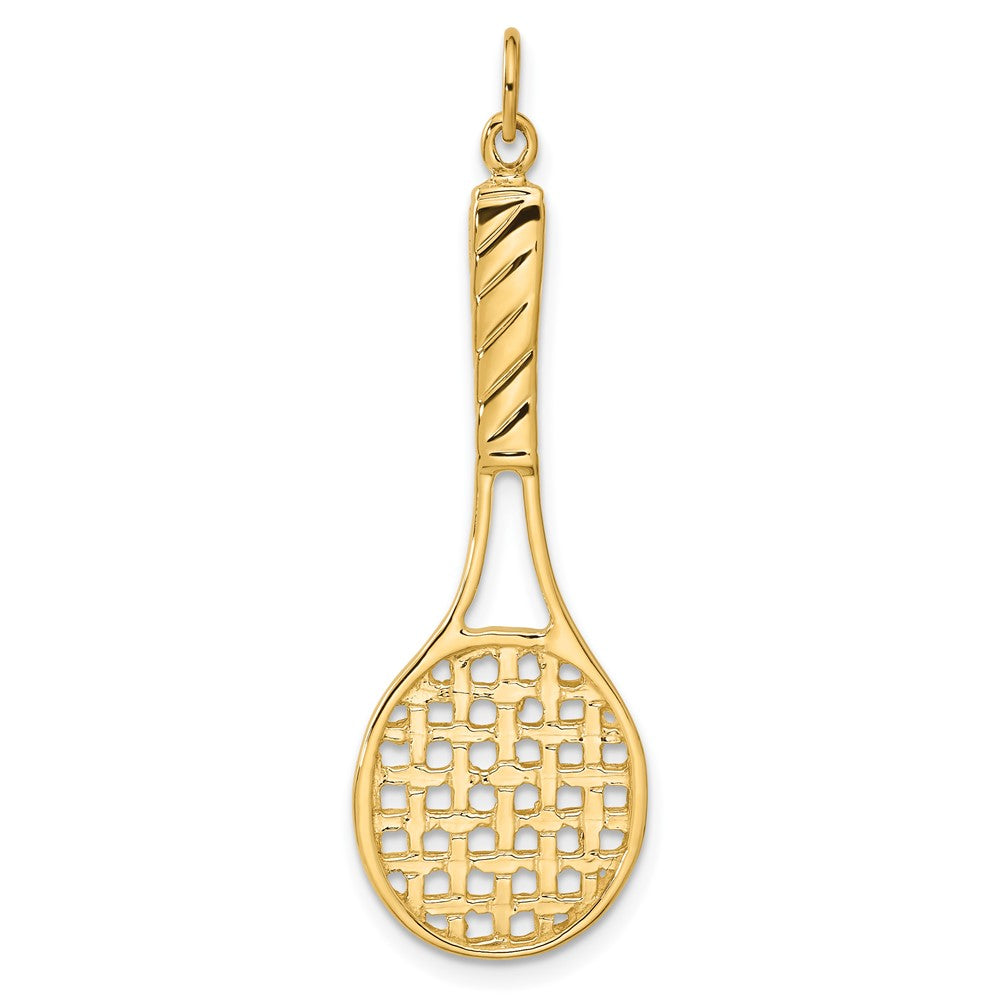 14K Yellow Gold 3D Tennis Racquet Pendant