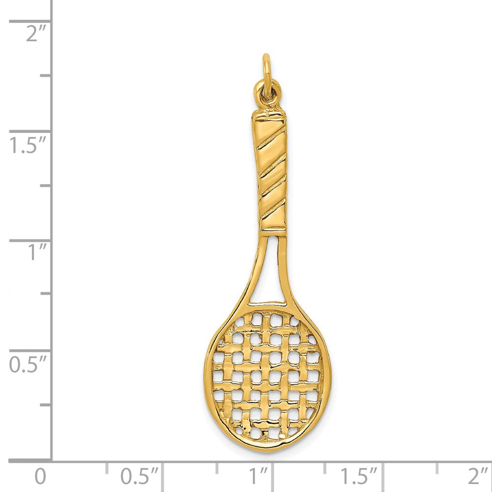 14K Yellow Gold 3D Tennis Racquet Pendant