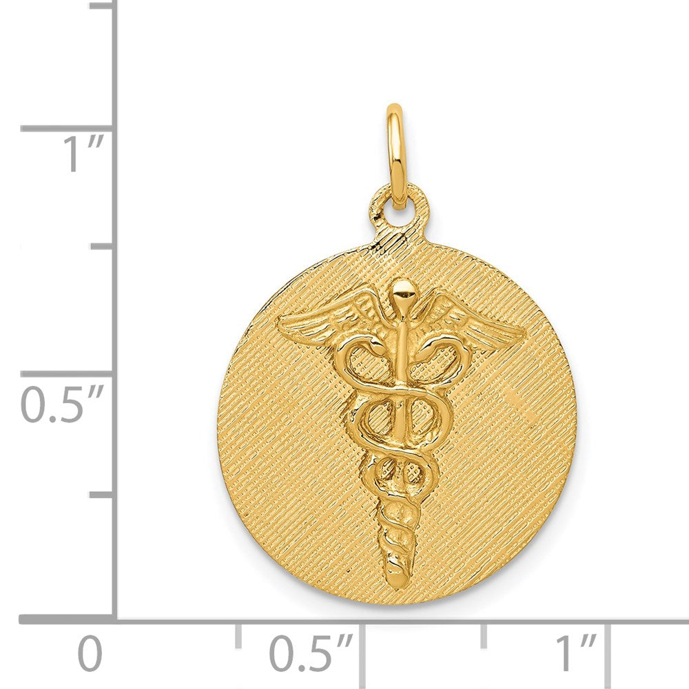 14k Yellow Gold 14k Caduceus Disc Charm