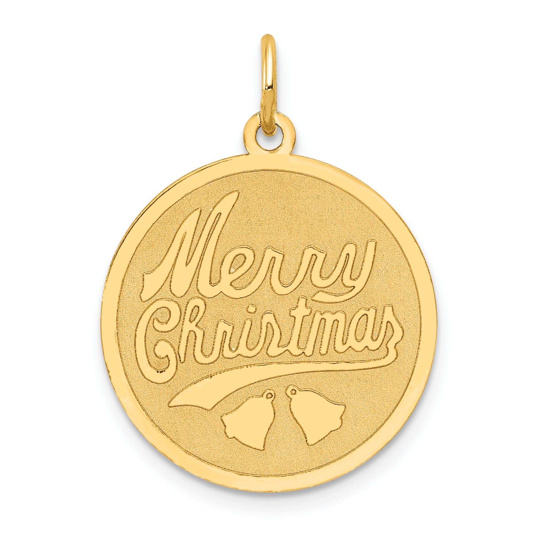 14k Yellow Gold 14k Merry Christmas Disc Charm