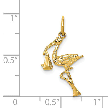 14k Yellow Gold 14k Solid 3-Dimensional Stork Charm