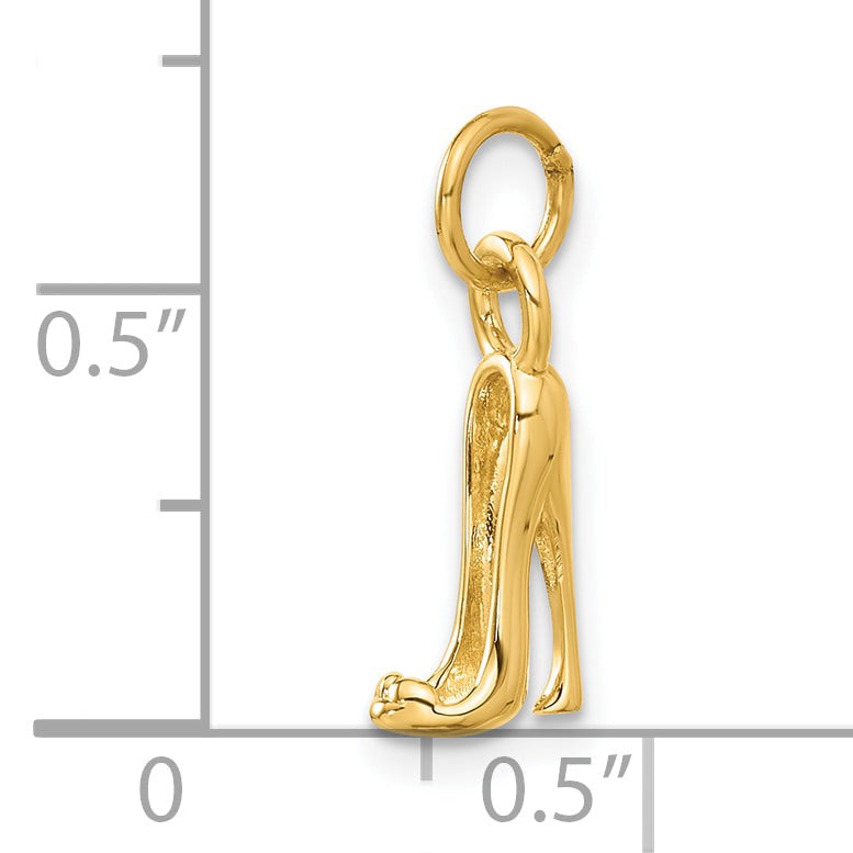 14k Yellow Gold 14K  3D High heel shoe Charm