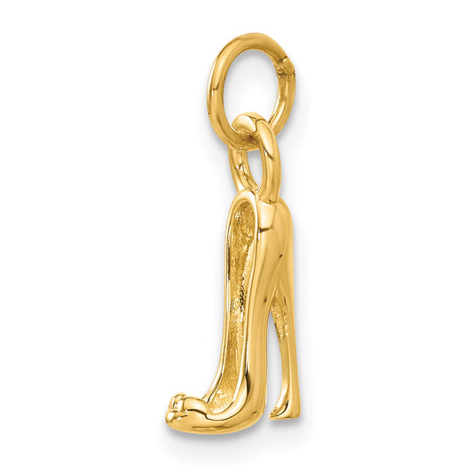 14k Yellow Gold 14K  3D High heel shoe Charm