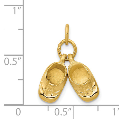 14k Yellow Gold 14k 3D Moveable Polished Baby Shoes Charm