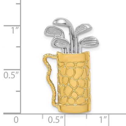 14k Two-tone 14k Two-tone Golf Bag with Clubs Pendant