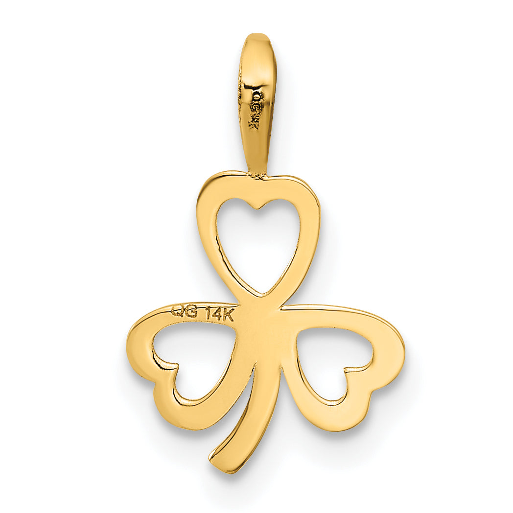 14k Yellow Gold 14k Heart Clover Charm