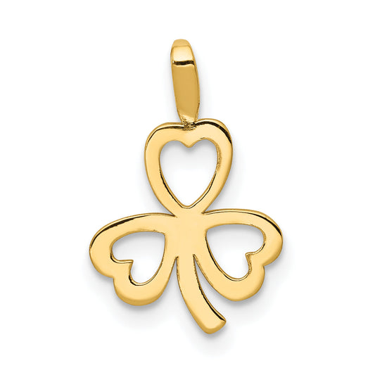 14k Yellow Gold 14k Heart Clover Charm