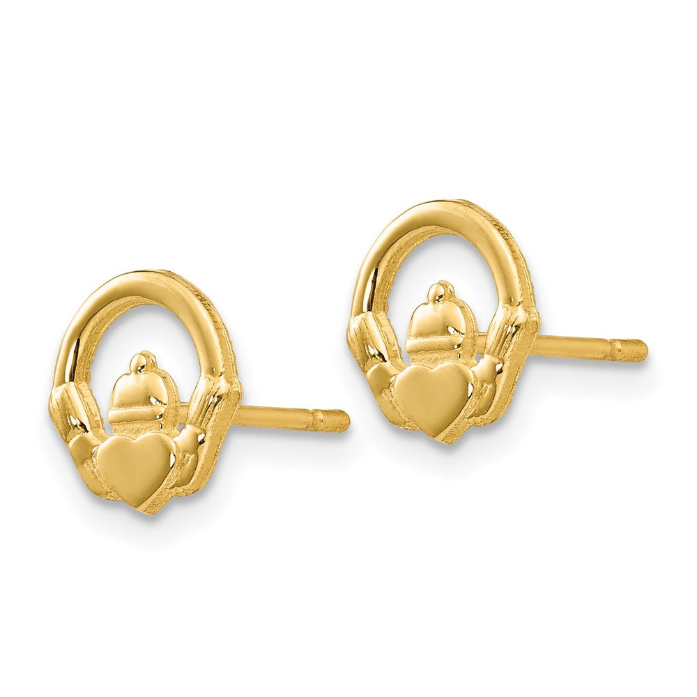 14K Yellow Gold Claddagh Post Earrings