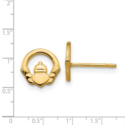 14K Yellow Gold Claddagh Post Earrings