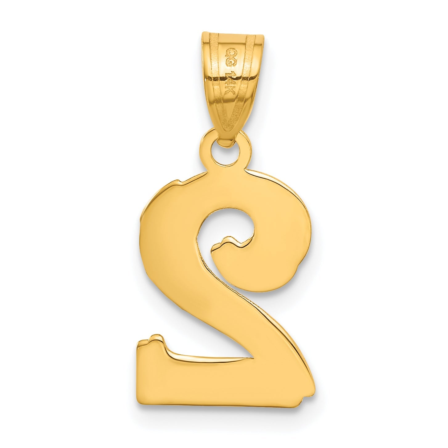 14k Yellow Gold 14k Polished Etched Number 2 Pendant