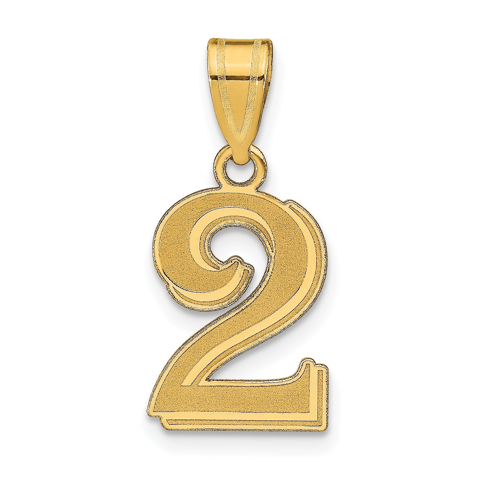 14k Yellow Gold 14k Polished Etched Number 2 Pendant
