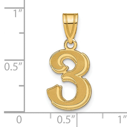 14k Yellow Gold 14k Polished Etched Number 3 Pendant