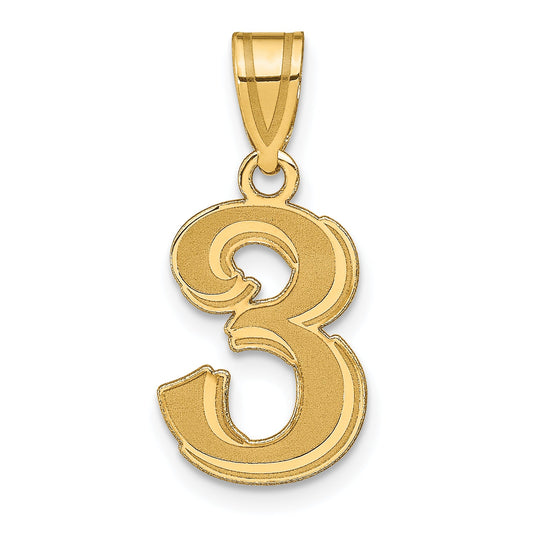 14k Yellow Gold 14k Polished Etched Number 3 Pendant