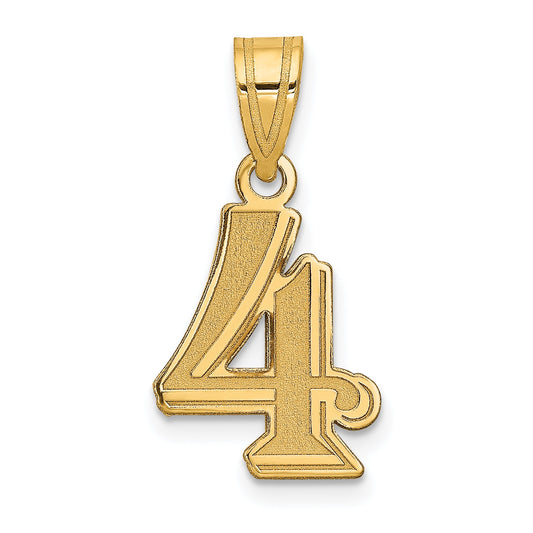 14k Yellow Gold 14k Polished Etched Number 4 Pendant