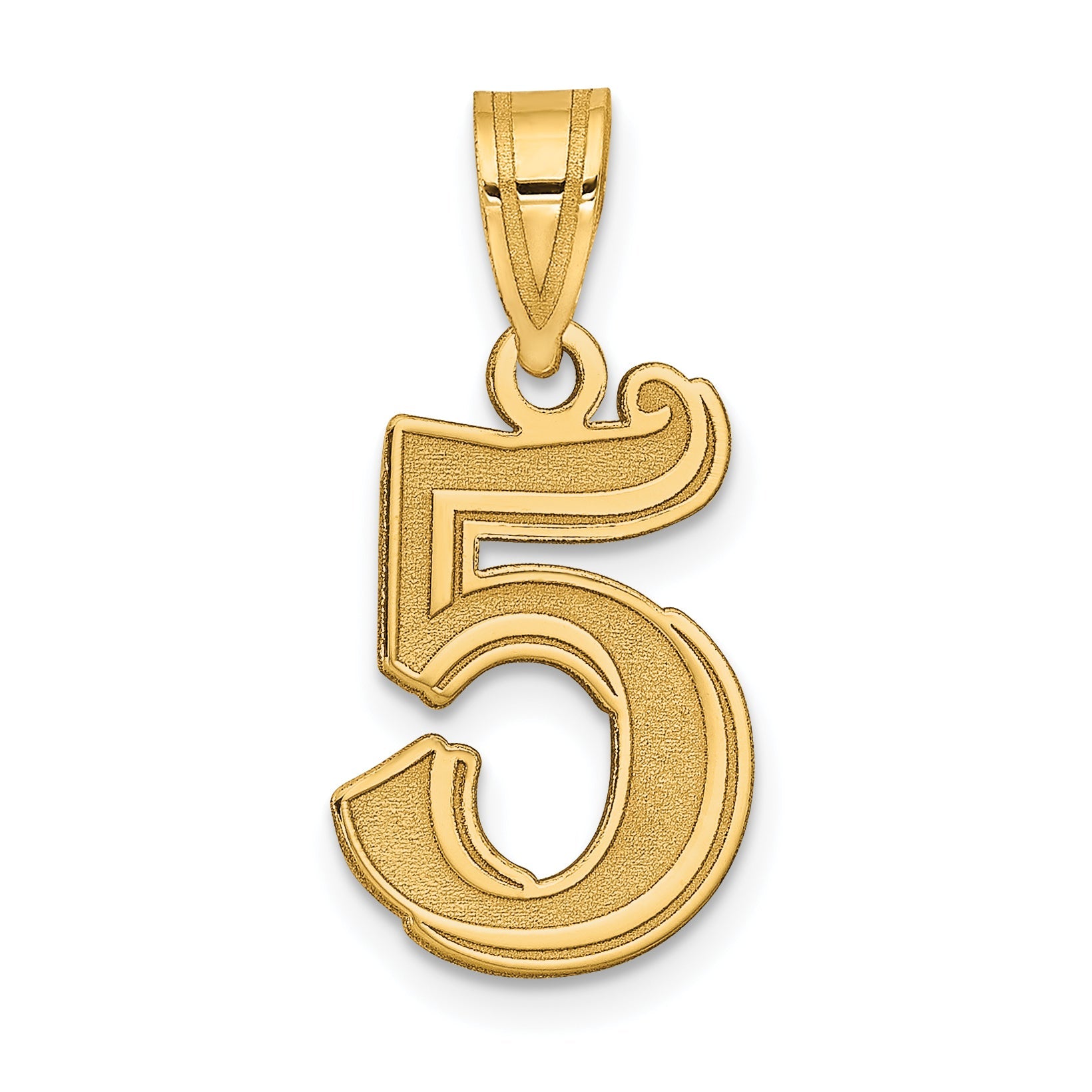 14k Yellow Gold 14k Polished Etched Number 5 Pendant