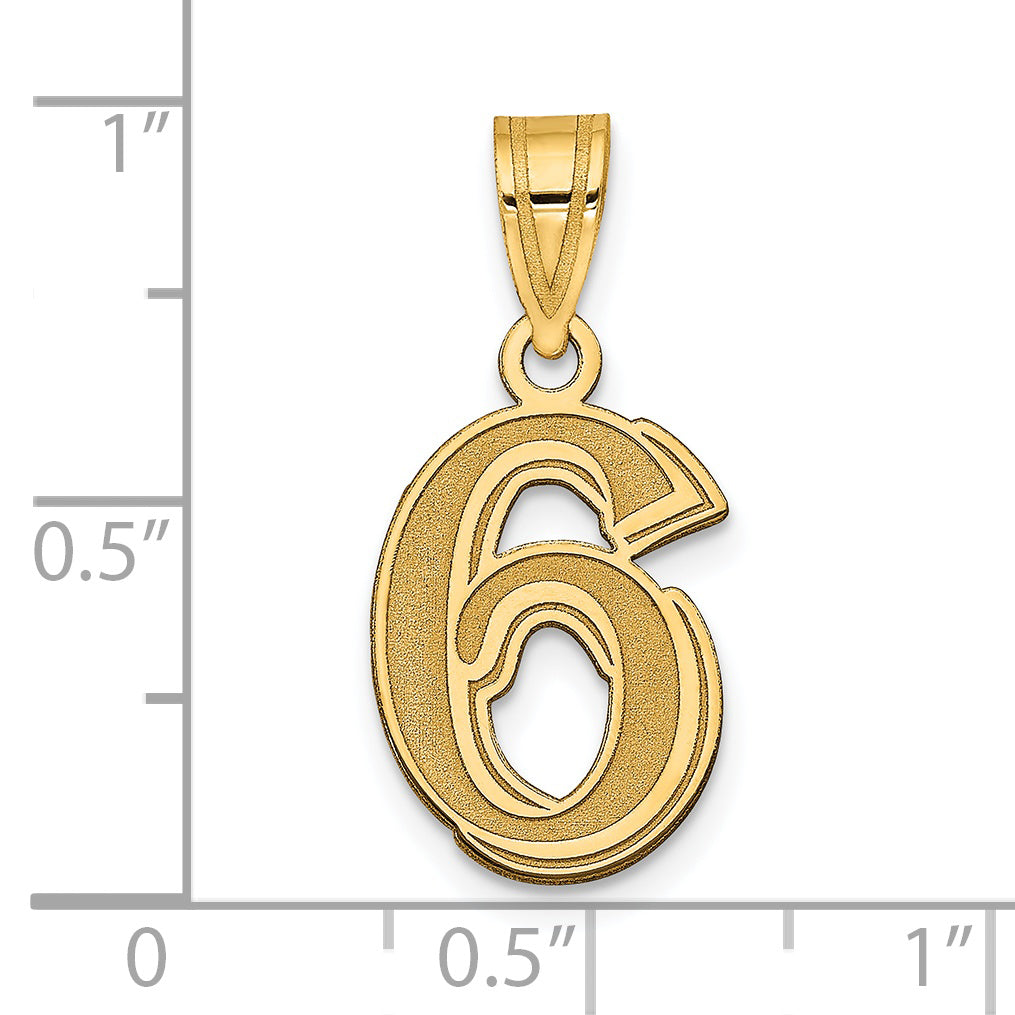 14k Yellow Gold 14k Polished Etched Number 6 Pendant