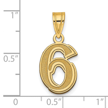 14k Yellow Gold 14k Polished Etched Number 6 Pendant