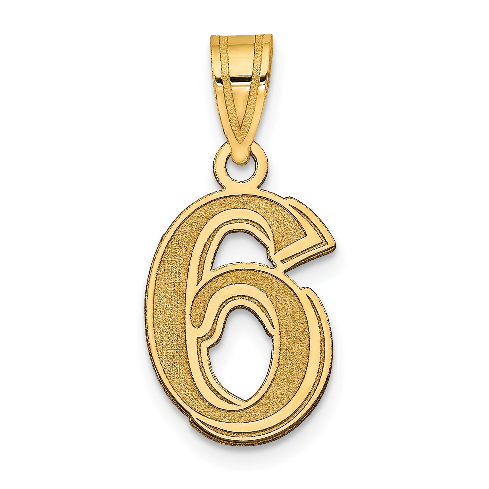 14k Yellow Gold 14k Polished Etched Number 6 Pendant