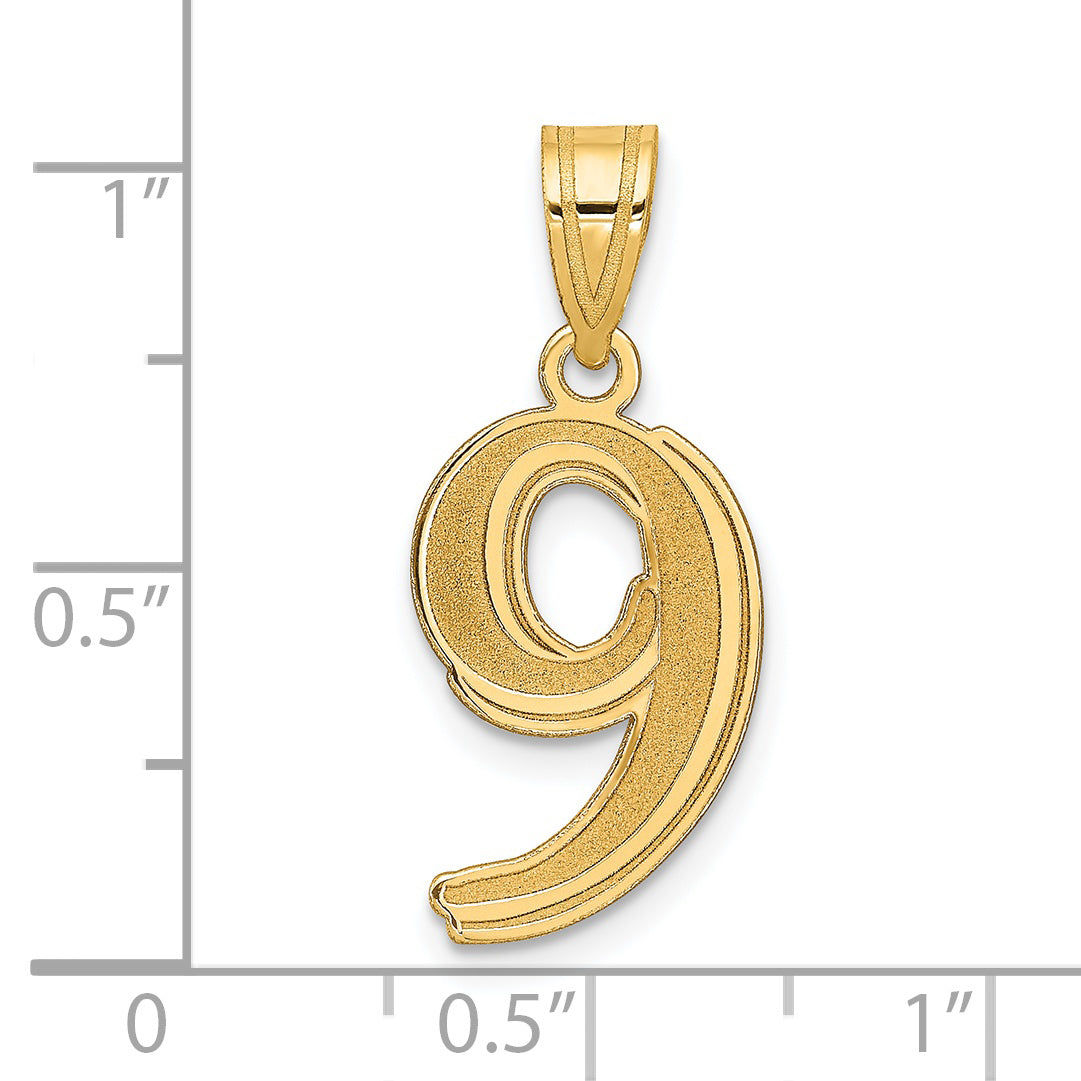 14k Yellow Gold 14k Polished Etched Number 9 Pendant