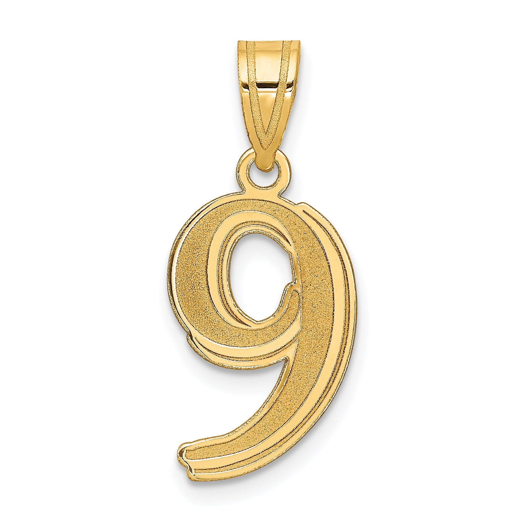 14k Yellow Gold 14k Polished Etched Number 9 Pendant